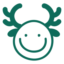 Lächeln Geweih Gesicht grün Schlaganfall Emoticon 1 PNG-Design