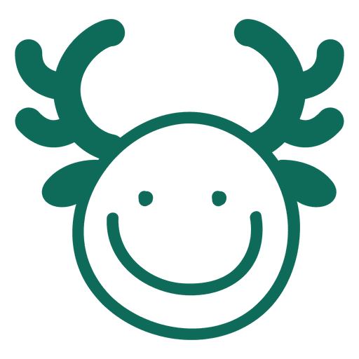Smile antler face green stroke emoticon 1 PNG Design