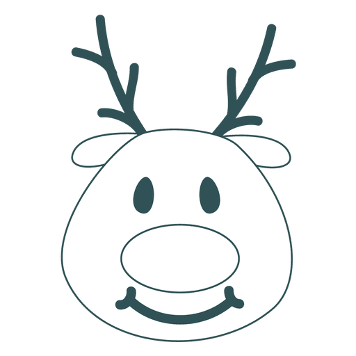 Smile reindeer face green stroke emoticon 48 PNG Design
