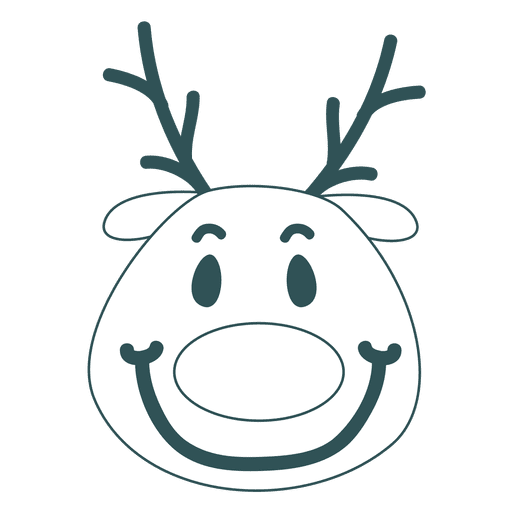 Smile reindeer face green stroke emoticon 52 PNG Design