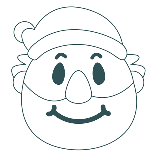 Lächeln Santa Claus Green Stroke Emoticon 27 PNG-Design