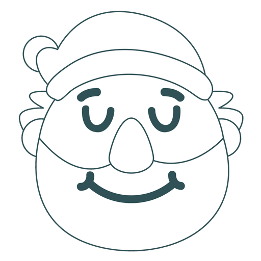Lächeln Santa Claus Green Stroke Emoticon 30 PNG-Design