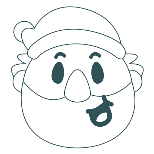 Lächeln Santa Claus Green Stroke Emoticon 31 PNG-Design