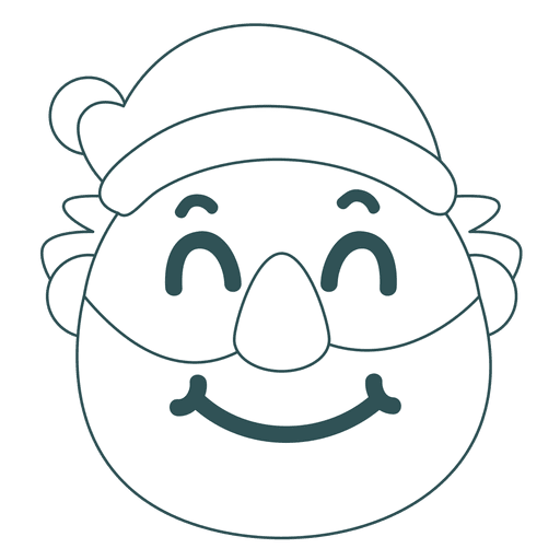 Lächeln Santa Claus Green Stroke Emoticon 36 PNG-Design