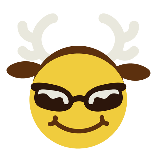 Smiling sunglasses antlers face emoticon 7 PNG Design