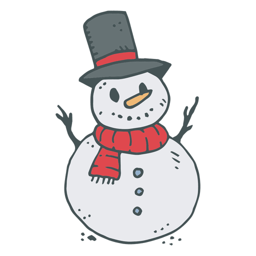 Ícone de desenho animado desenhado à mão de boneco de neve 7 Desenho PNG