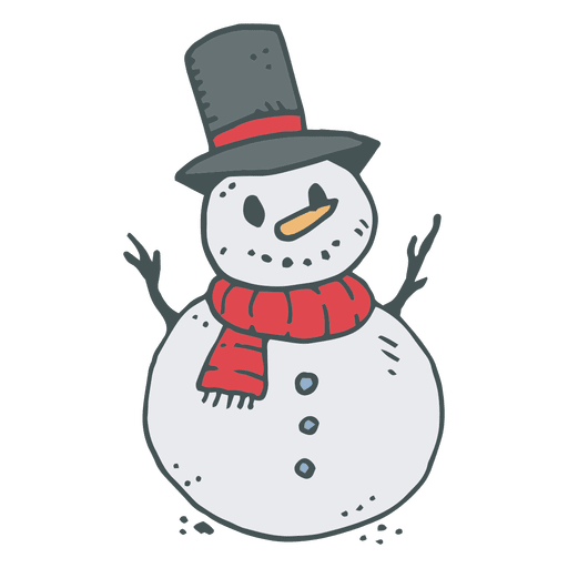 Icono de dibujos animados dibujados a mano muñeco de nieve 7 Diseño PNG
