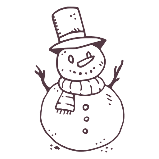 Icono dibujado mano muñeco de nieve 4 Diseño PNG