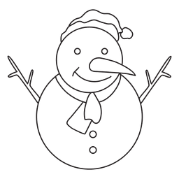Snowman hand drawn stroke icon 12 PNG Design