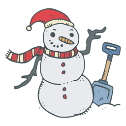 Hand gezeichnete Karikaturikone 1 der Schneemannschaufel PNG-Design