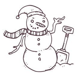 Hand gezeichnete Ikone 10 der Schneemannschaufel PNG-Design