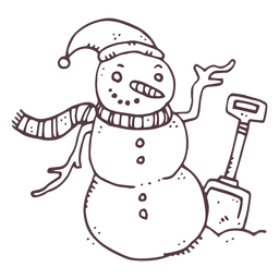Icono de dibujado a mano de pala de muñeco de nieve 10 Transparent PNG