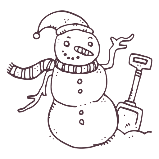 Icono de dibujado a mano de pala de mu?eco de nieve 10 Diseño PNG