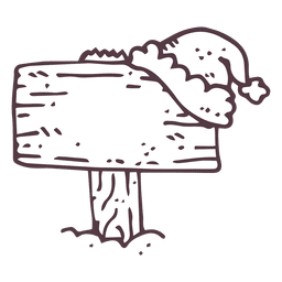 Ícone de mão desenhada de sinal de madeira nevado 18 Desenho PNG