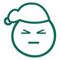 Entrecerrar los ojos sombrero de santa claus cara verde trazo emoticon 13 Diseño PNG