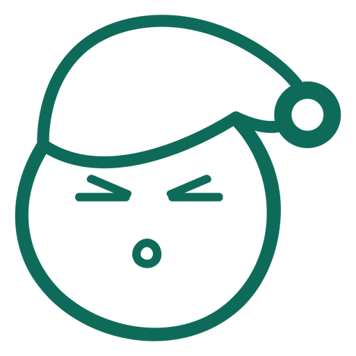 Emoticon vesgo de chapéu de Papai Noel com rosto e traço verde 18 Desenho PNG