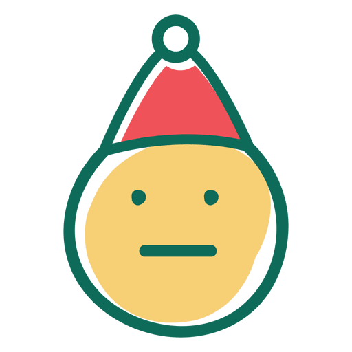 Emoticon de rosto de chapéu de Papai Noel com boca reta 19 Desenho PNG
