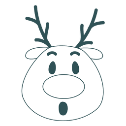 Emoticon surpresa de rena com traço verde 50 Desenho PNG
