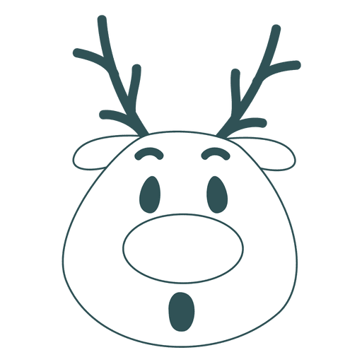 Surprise reindeer face green stroke emoticon 50