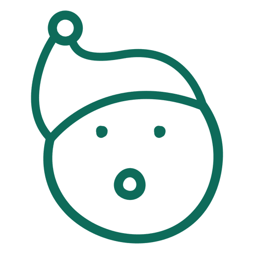 Überraschung Santa Claus Hut Gesicht grün Strich Emoticon 15 PNG-Design