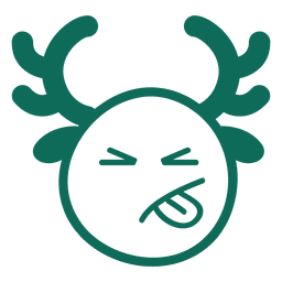 Zunge aus Geweih Gesicht grüner Strich Emoticon 20 PNG-Design