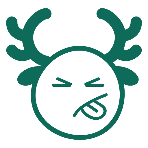 Emoticon de trazo verde de cara de asta de lengua fuera 20 Diseño PNG