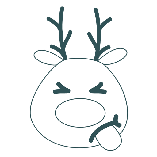 Emoticon de rena com a língua para fora e traço verde 54 Desenho PNG