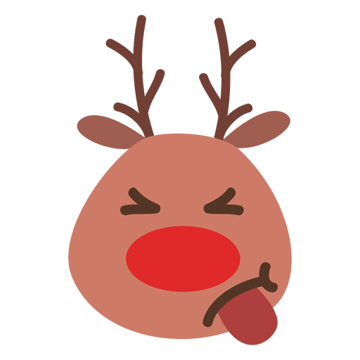 Tongue out reindeer face emoticon 54 PNG Design