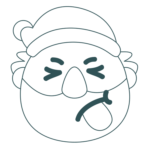 Zunge aus Santa Claus Green Stroke Emoticon 38 PNG-Design