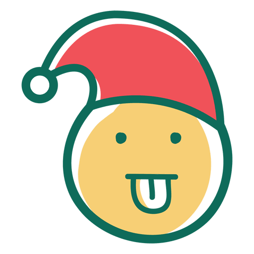 Zunge raus Weihnachtsmann Hut Gesicht Emoticon 38 PNG-Design