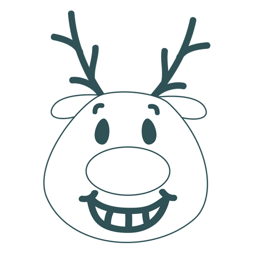 Toothy smile reindeer face green stroke emoticon 53 ...