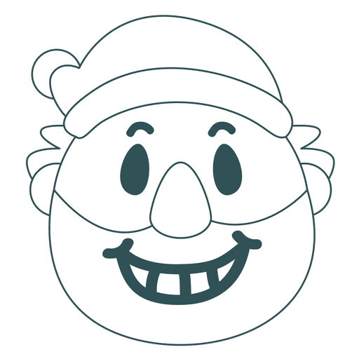 Emoticon de traço verde de Papai Noel com sorriso dentuço 33 Desenho PNG