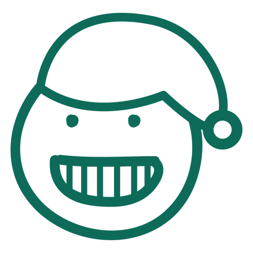 Emoticon de chapéu de Papai Noel com cara de chapéu de Papai Noel com traço verde 11 Desenho PNG