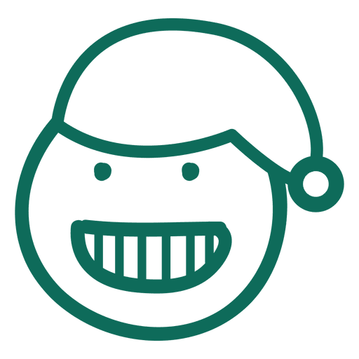 Toothy smile santa claus hat face green stroke emoticon 11 PNG Design
