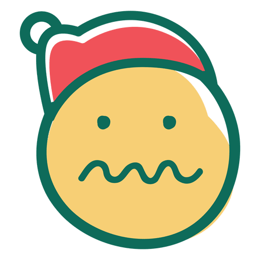 Uncertain squiggle mouth face santa claus hat emoticon 29 PNG Design