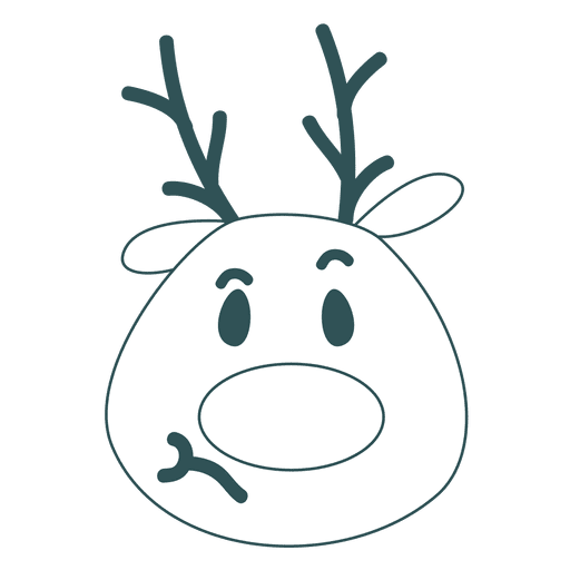 Emoticon de rena insegura com face de traço verde 45 Desenho PNG