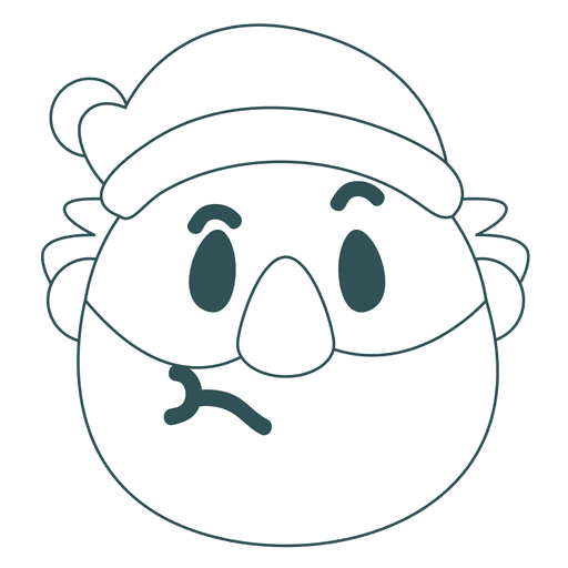 Emoticon de traço verde de Papai Noel inseguro 34 Desenho PNG
