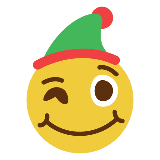 Winking elf hat face emoticon 2 PNG Design
