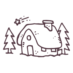 Dibujado a mano cabaña de invierno 38 Diseño PNG