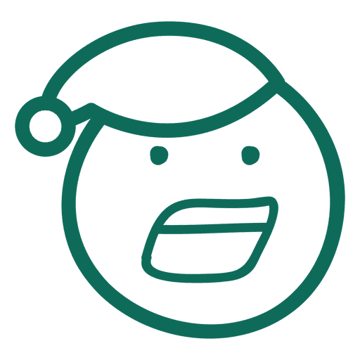 Grito santa claus sombrero cara verde trazo emoticon 22 Diseño PNG