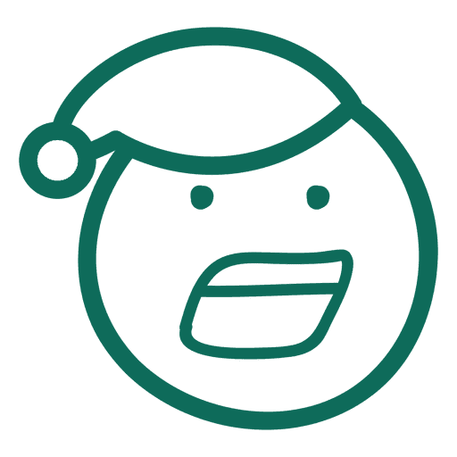 Schrei Weihnachtsmann Hut Gesicht grün Strich Emoticon 22 PNG-Design