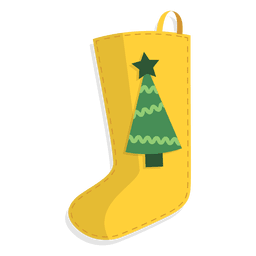 Calcetín de navidad amarillo icono de árbol de navidad 30 Diseño PNG