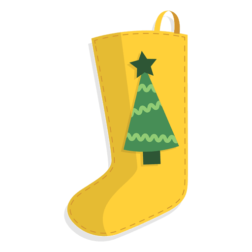 Ícone amarelo da árvore de natal com meia de Natal 30 Desenho PNG