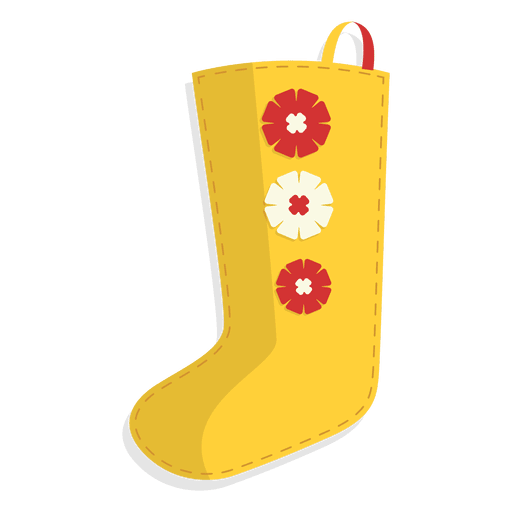 Ícone de meia de Natal de flores amarelas 25 Desenho PNG