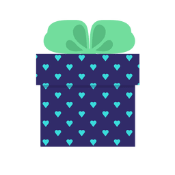 Caja de regalo de corazones azules icono de lazo verde 11