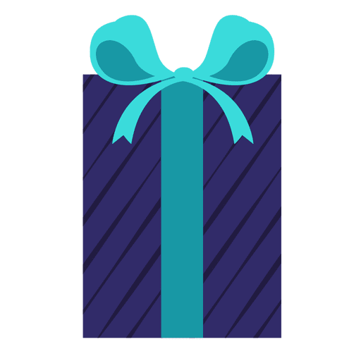 Blue stripe gift box light blue bow icon 5 PNG Design
