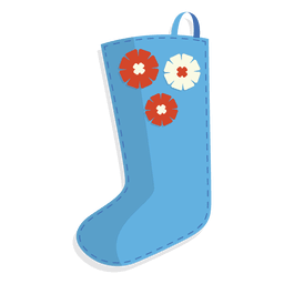 Blue flowers christmas stocking icon 28 PNG Design