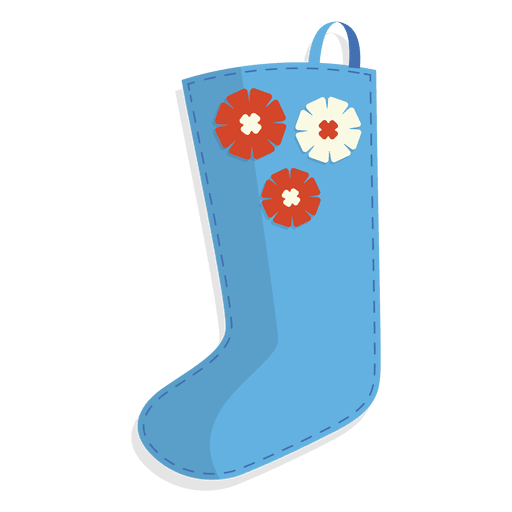 Blue flowers christmas stocking icon 28 PNG Design
