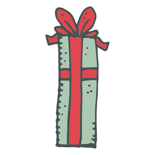 Caja de regalo azul lazo rojo dibujado a mano dibujos animados 8 Diseño PNG