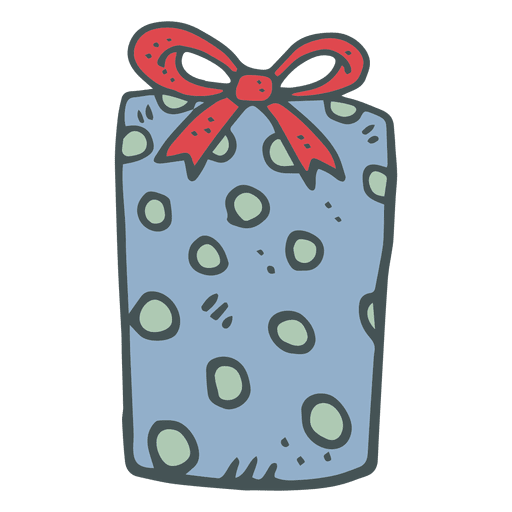 Blue polka dot gift box red bow hand drawn icon 29 PNG Design